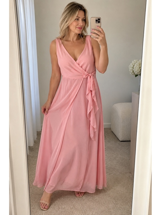See You Monday Dresses & Skirts - See You Monday Women’s Pink Wrap Maxi Dress Size XL-L NWT
